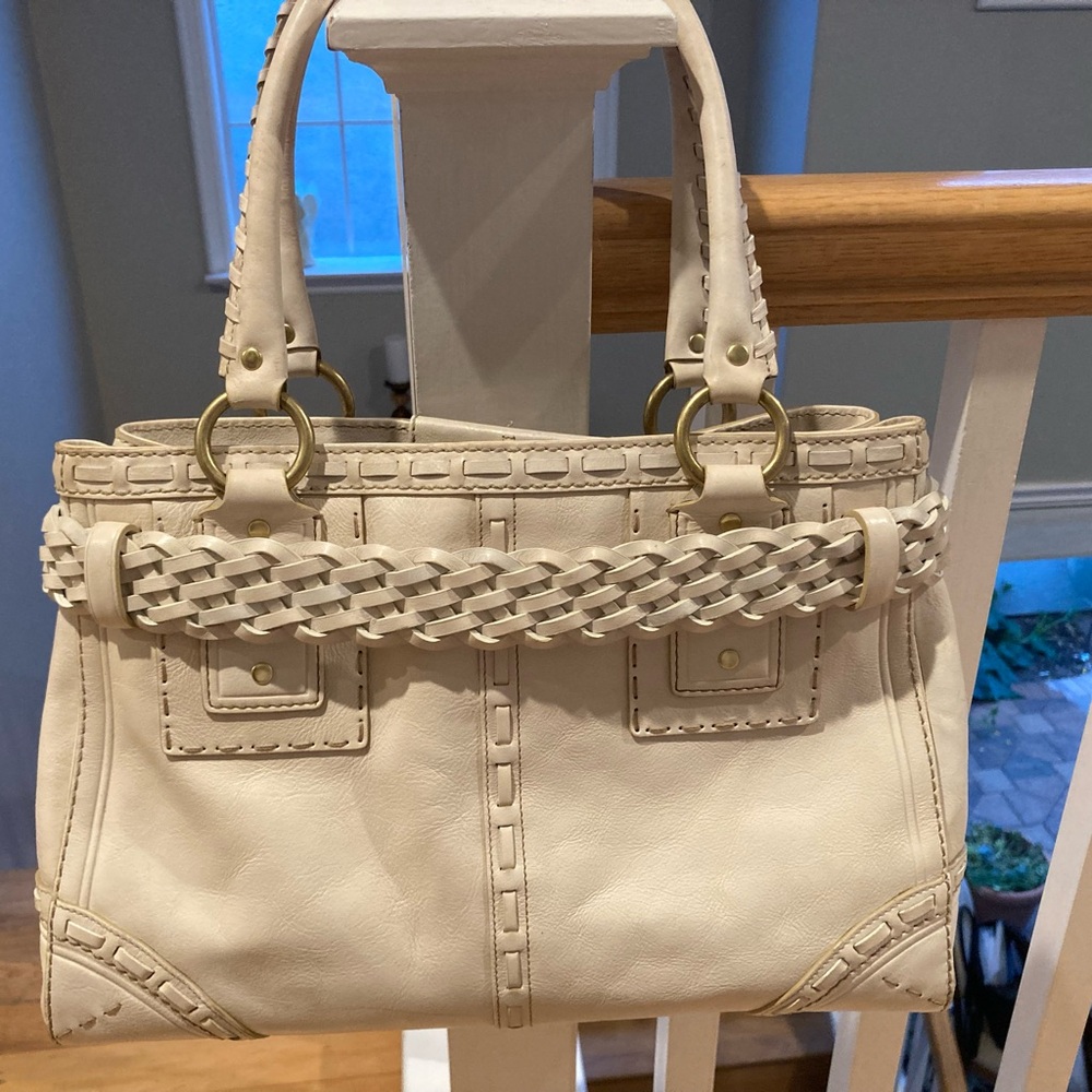 COACH Cream Limited Edition Hampton Braided Leather Tote Bag - Picture 3 of 10